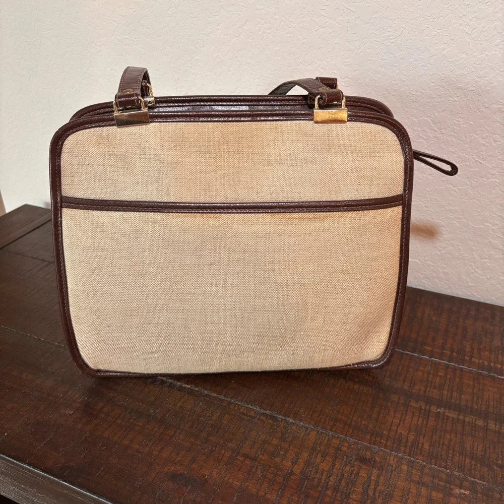 Enid Collins Handbag Marshland Treasure Medium Canvas Jeweled Brown Vintage 60s